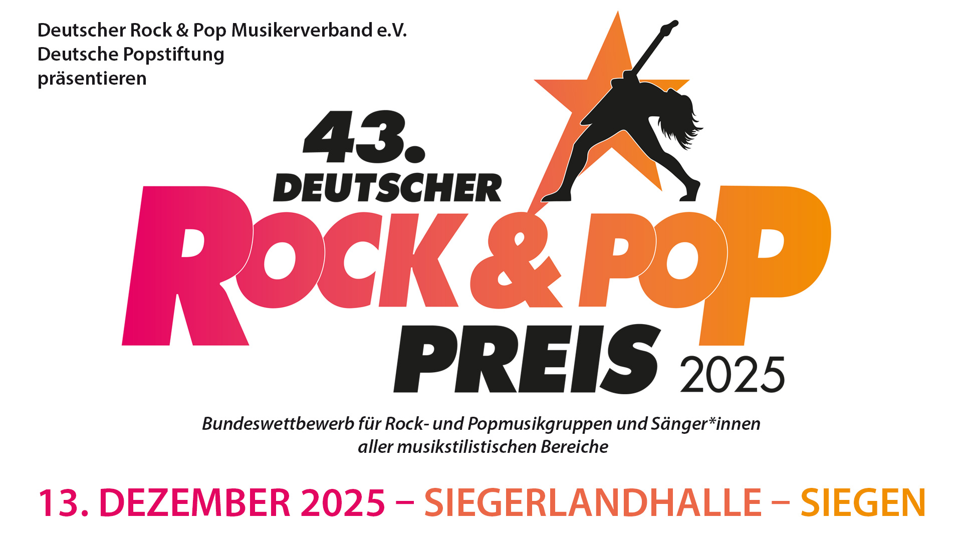 43. Deutscher Rock und Pop Preis 2025